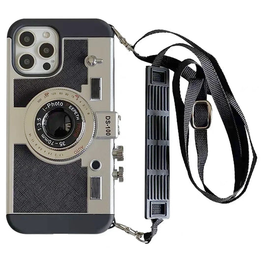 3D Retro Camera Phone Cover With Chain For iPhone 14-16 Series