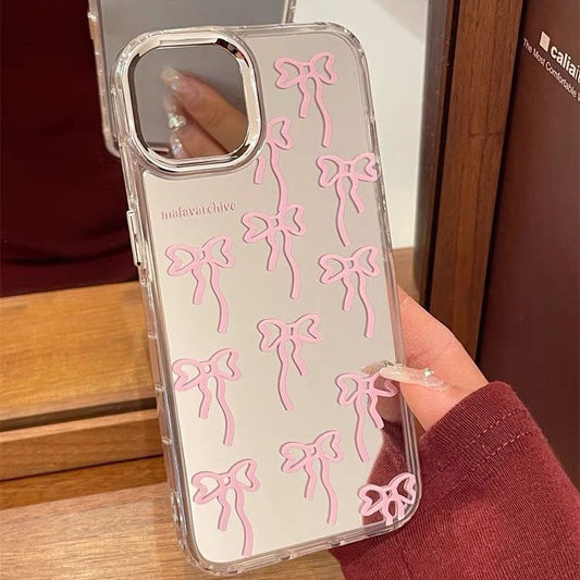 Bow Mirror Phone Cover For iPhone 13-15 Pro Plus Max