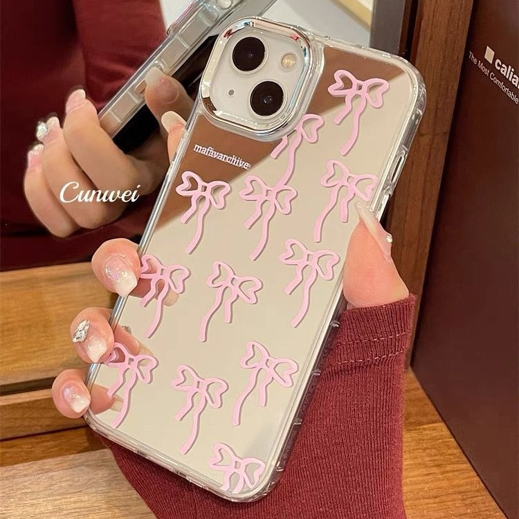 Bow Mirror Phone Cover For iPhone 13-15 Pro Plus Max