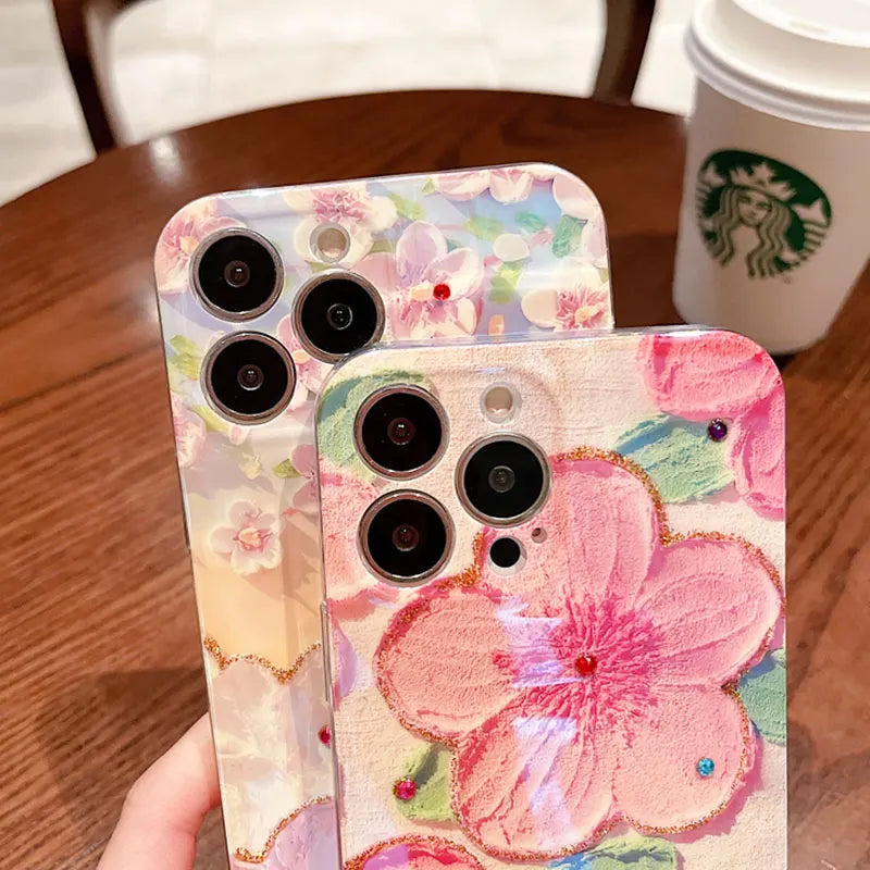Soft silicone flower phone cover for Samsung Galaxy S20FE/S21FE/S24/S23/S22 Ultra