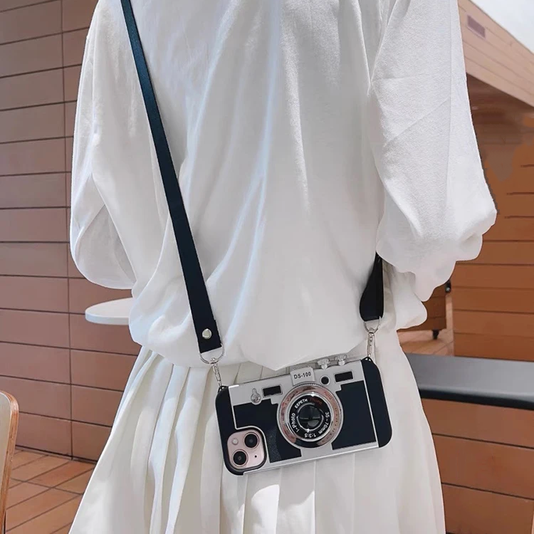 3D Retro Camera Phone Cover With Chain For iPhone 14-16 Series
