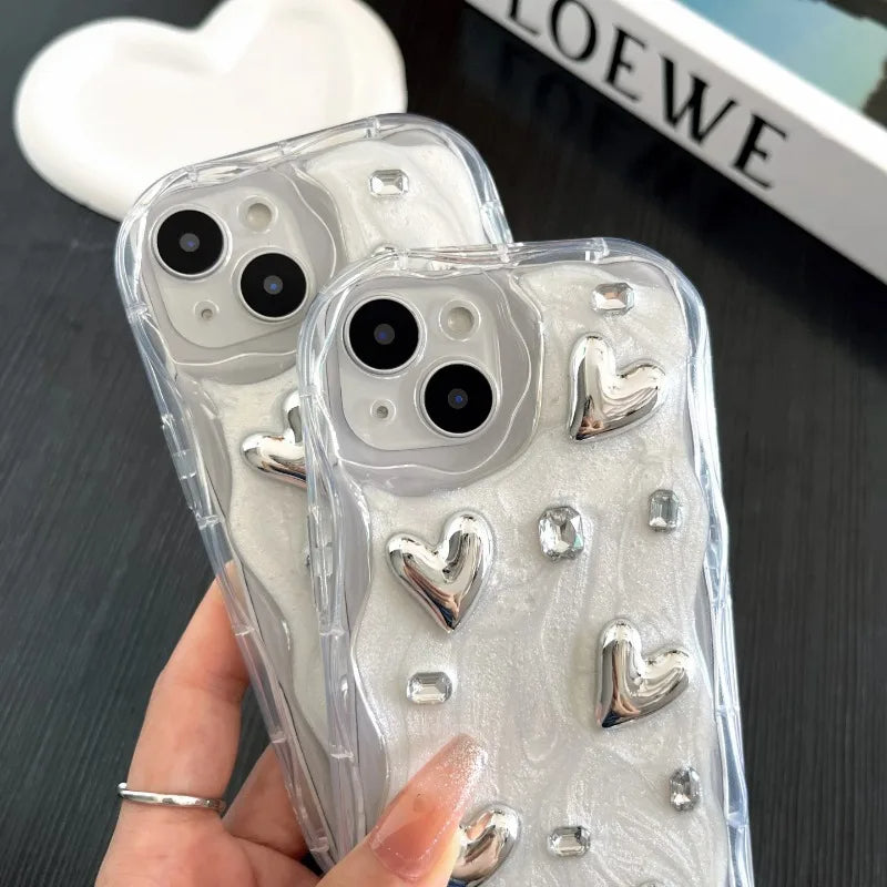 3D Heart Silicone Phone Case For iPhone 15/14/13 Pro Plus Max - iFYOU iPhone phone case
