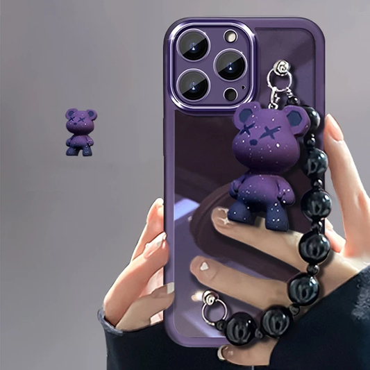 Soft Silicone Phone Cover With Chain and Charm For iPhone 15/16 Series