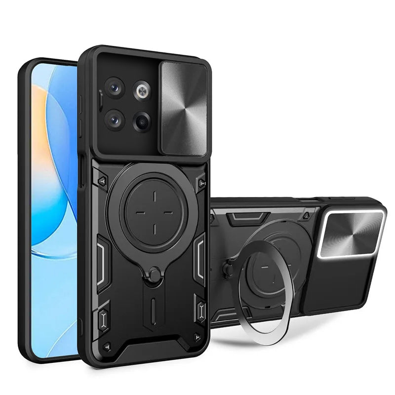 Hard TPU Phone Cover With Bracket and Lens Protect For OnePlus 12 5G/Nord CE 3 Lite 5G, Drop-proof Back Cover
